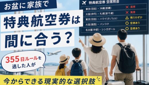「お盆に家族で特典航空券は間に合う？355日ルールを逃した人が今からできる現実的な選択肢」です。