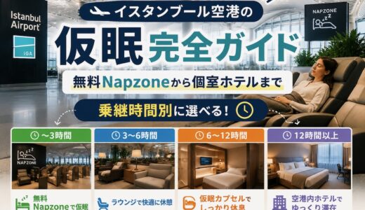 【2026年最新】イスタンブール空港の仮眠完全ガイド｜無料Napzoneから個室ホテルまで乗継時間別に選べる